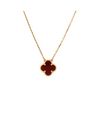  Vintage Alhambra Pendant Necklace 18K Gold and Carnelian, 16.5"