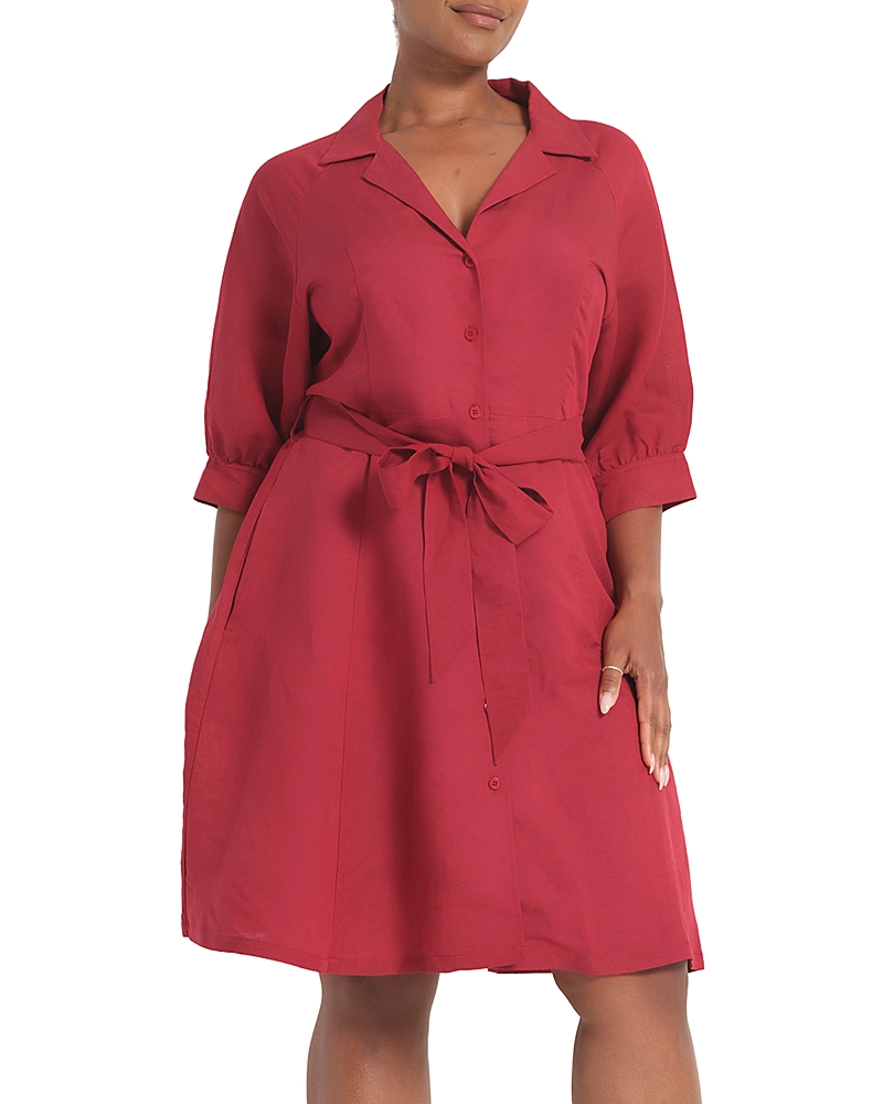 Estelle Plus The Maribel Tie Waist Shirt Dress
