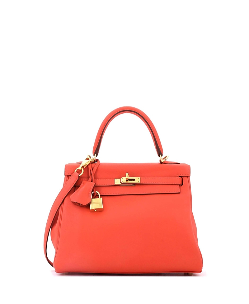 Pre-Owned HERMES Kelly 25 Handbag Orange Swift with Gold Hardware
