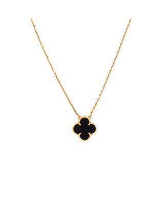  Vintage Alhambra Pendant Necklace 18K Gold and Onyx, 16.5"