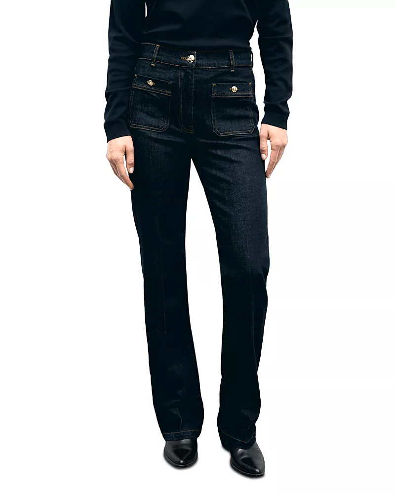 Gerard Darel Ivana High Rise Straight Jeans in Black