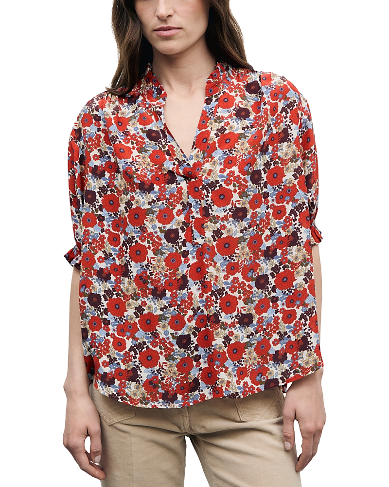 Gerard Darel Liv Printed Elbow Sleeve Blouse