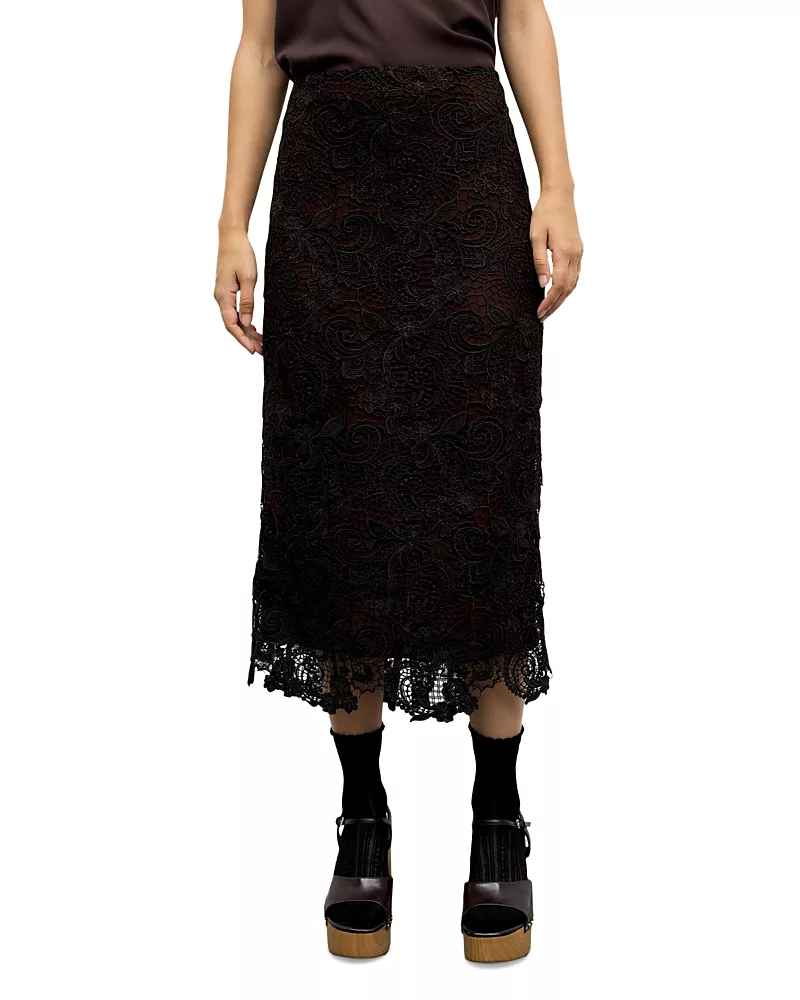 Gerard Darel Tyra Lace Midi Skirt
