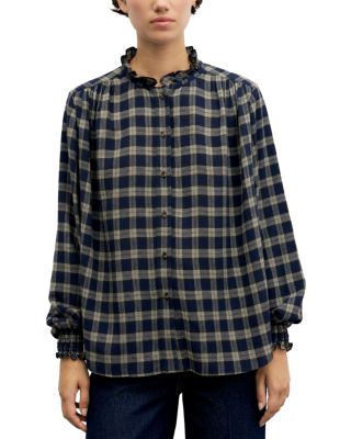 Gerard Darel Lotte Printed Ruffle Trim Blouse
