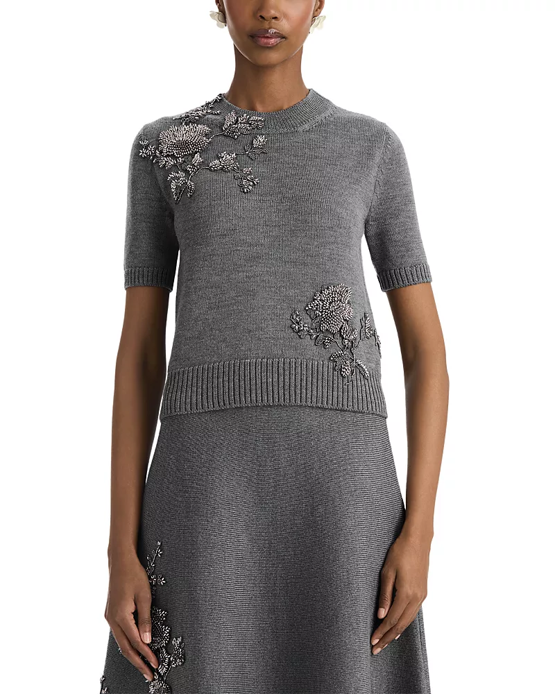 Oscar de la Renta Wool Crewneck Sweater
