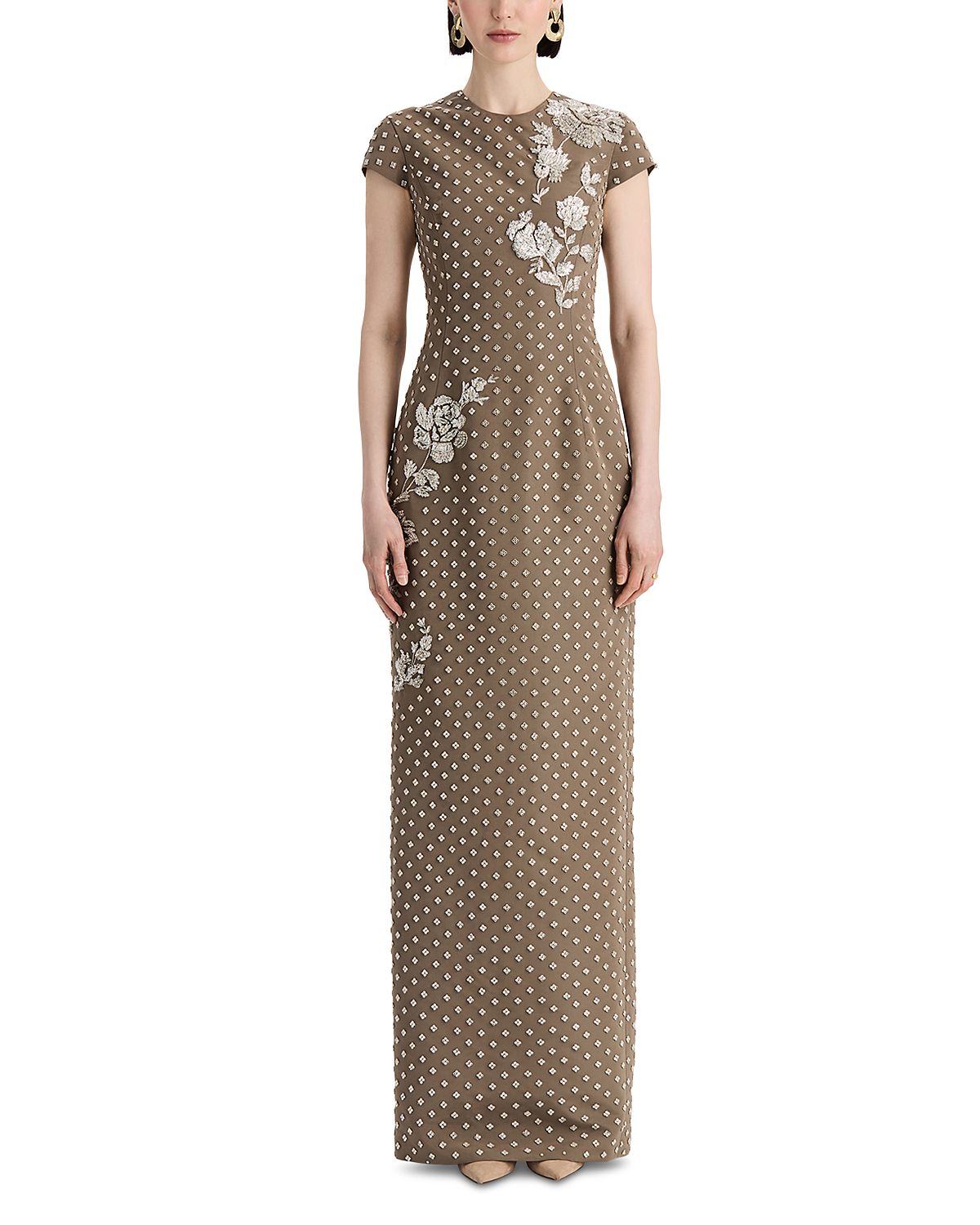 Oscar de la Renta Silk Crystal Embellished Gown