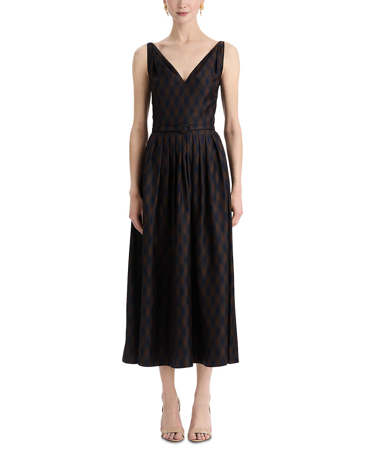 Oscar de la Renta Argyle Silk Twill Day Dress
