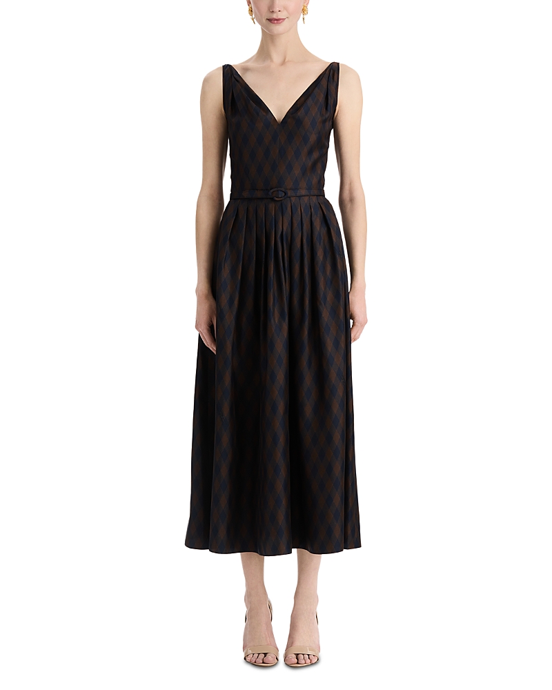 Oscar de la Renta Argyle Silk Twill Day Dress