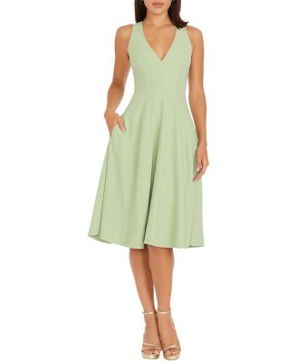 Dress the Population Catalina V-Neck A-Line Midi Dress