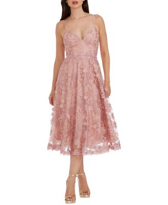  Tahani 3D Floral Lace V-Neck Midi Dress