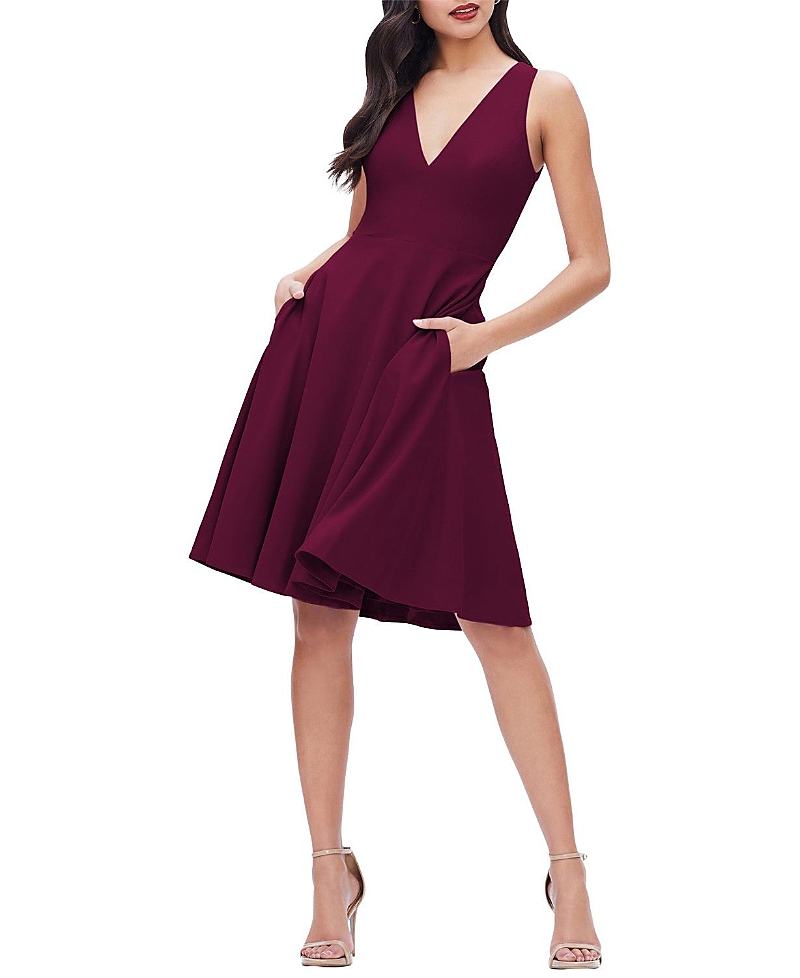 Dress the Population Catalina V-Neck A-Line Midi Dress