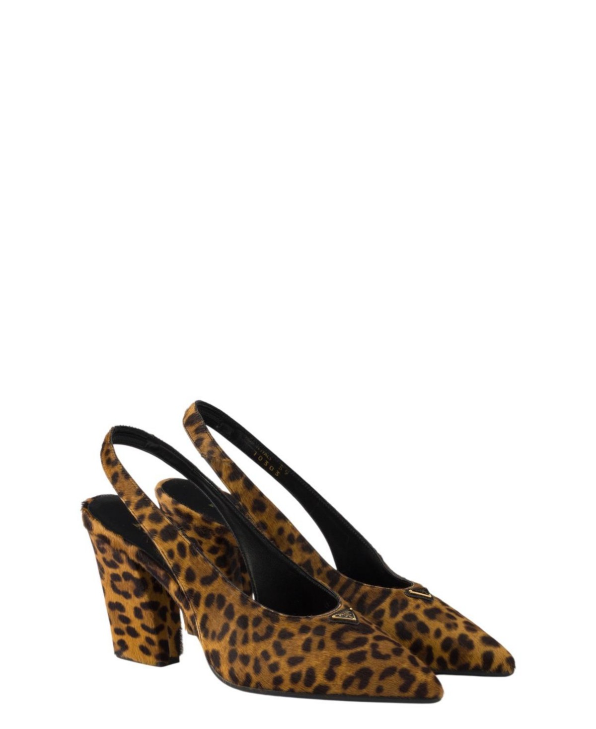 Printed Leather Slingback Pumps