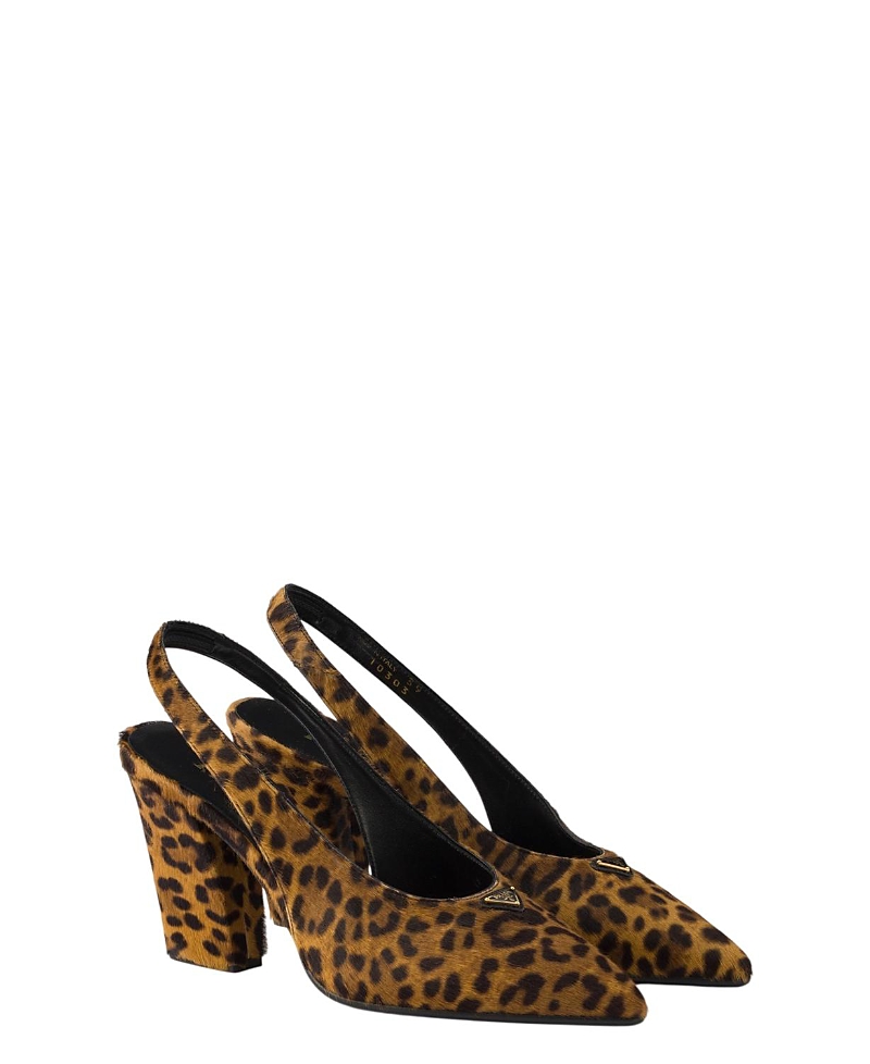 Prada Women's Printed Leather Slingback Pumps
