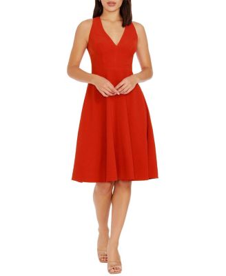 Dress The Population Catalina V-Neck A-Line Midi Dress
