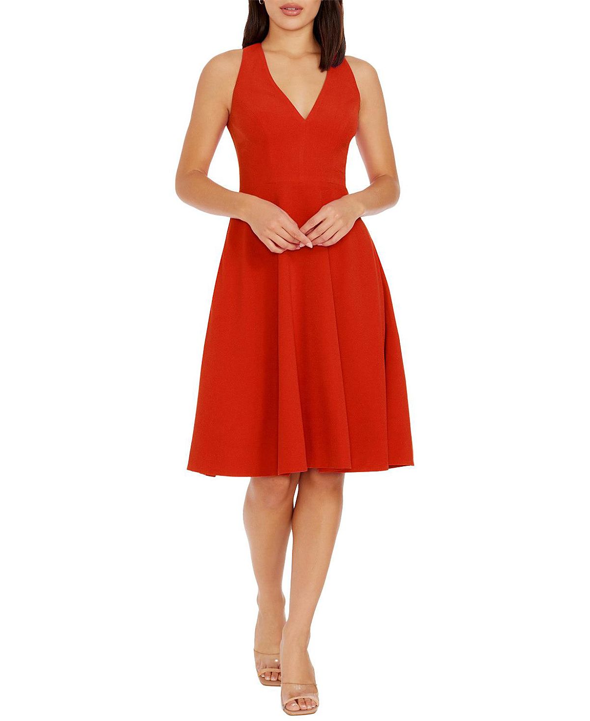 Dress the Population Catalina V-Neck A-Line Midi Dress