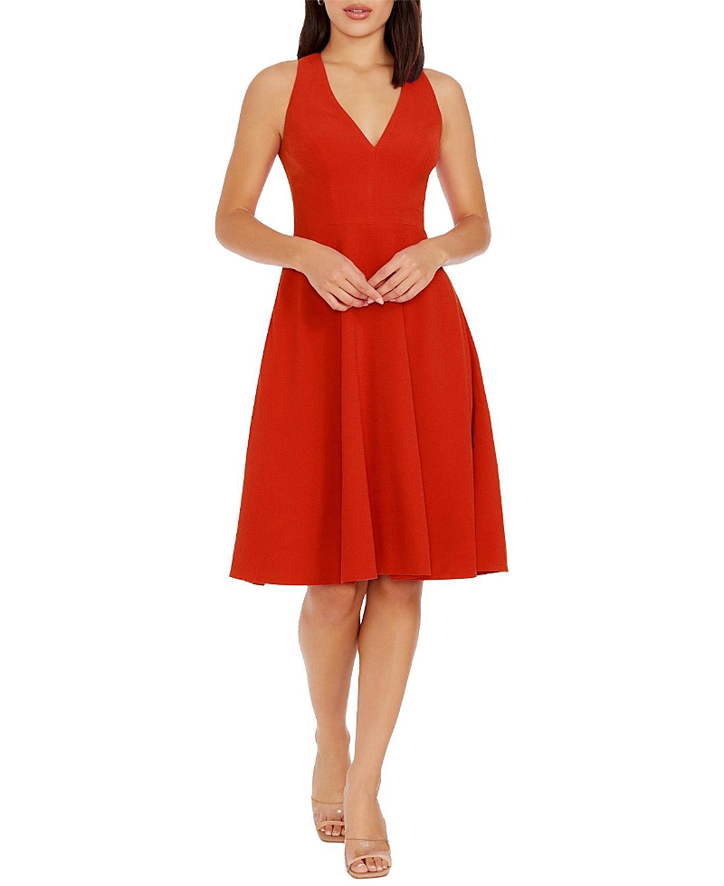 Dress The Population Catalina V-Neck A-Line Midi Dress