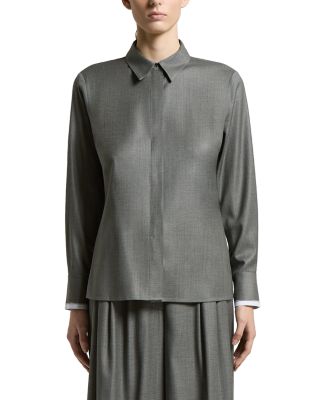 Shiny Wool & Viscose Stretch Twill Shirt