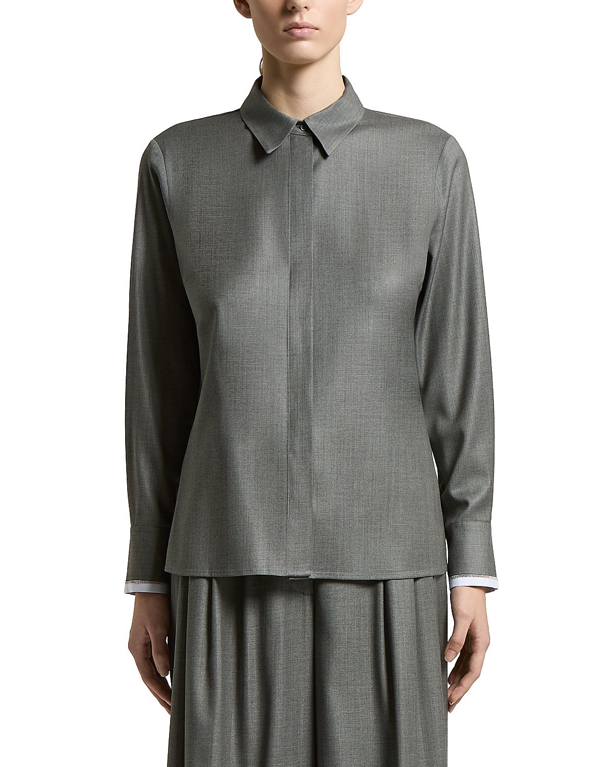 Peserico Shiny Wool & Viscose Stretch Twill Shirt