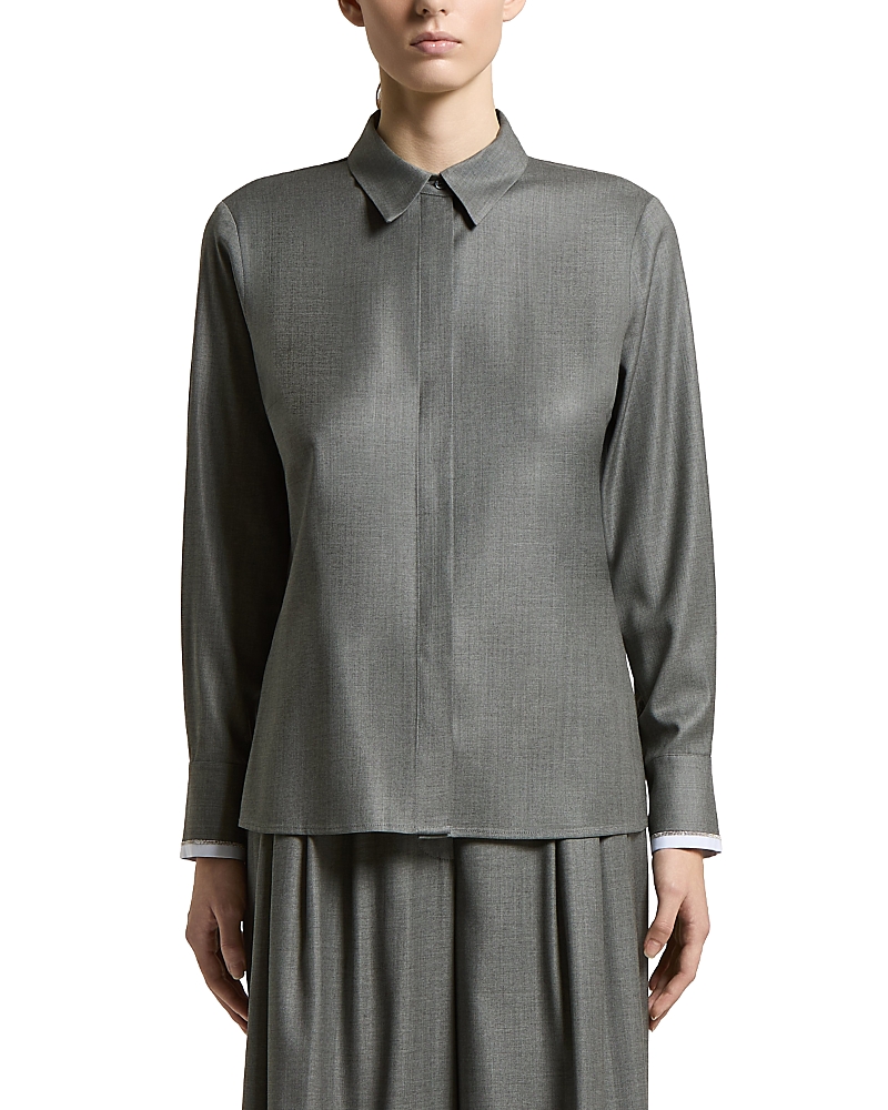 Peserico Shiny Wool & Viscose Stretch Twill Shirt