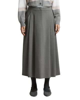 Stretch Wool Midi Skirt