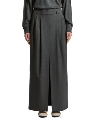 Stretch Wool Gabardine Maxi Skirt