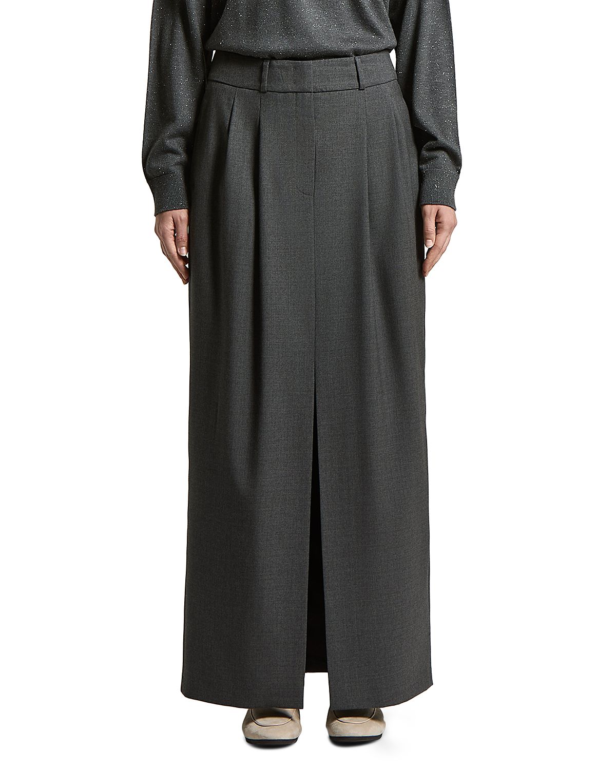 Peserico Stretch Wool Gabardine Maxi Skirt