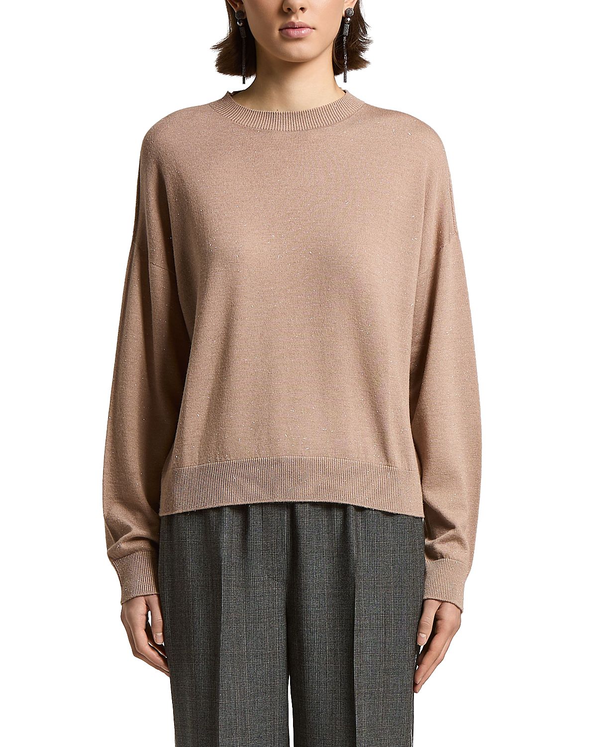 Peserico Wool Viscose Crewneck Sweater with Lurex Yarn