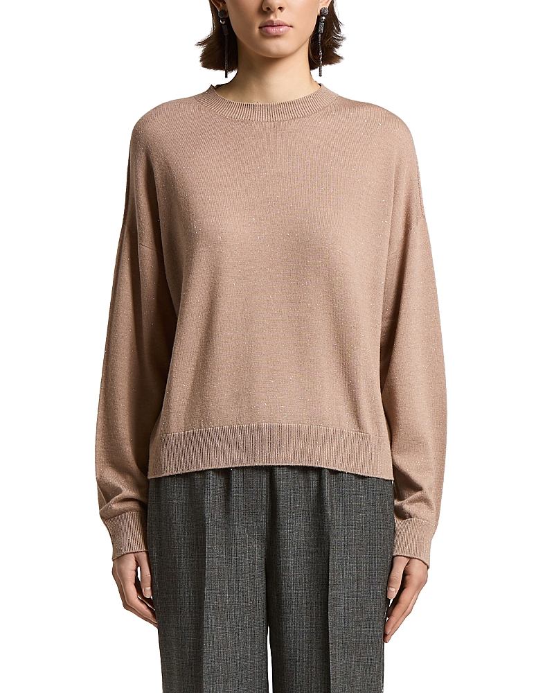 Peserico Wool Viscose Crewneck Sweater with Lurex Yarn