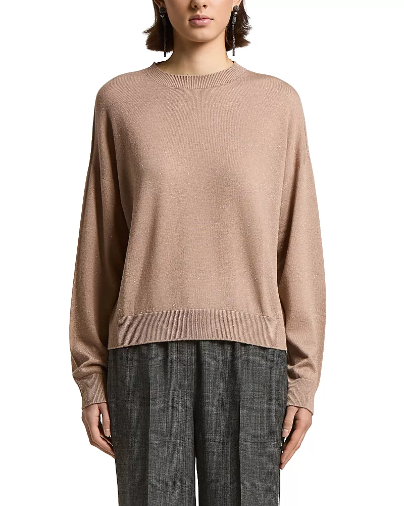 Peserico Wool Viscose Crewneck Sweater with Lurex Yarn