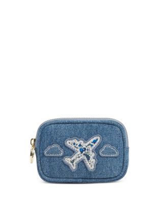 Made with Liberty Fabric Airplane Patch Denim Micro Pouch
