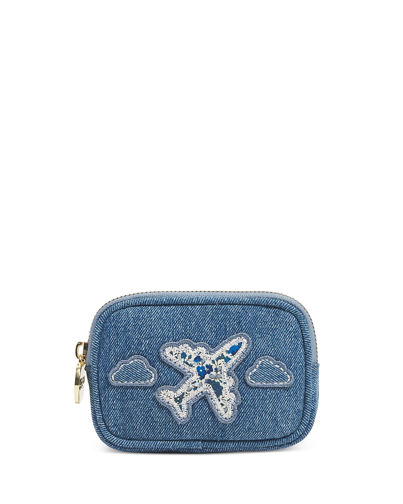 Stoney Clover Lane Made with Liberty Fabric Airplane Patch Denim Micro Pouch · NO SIZE