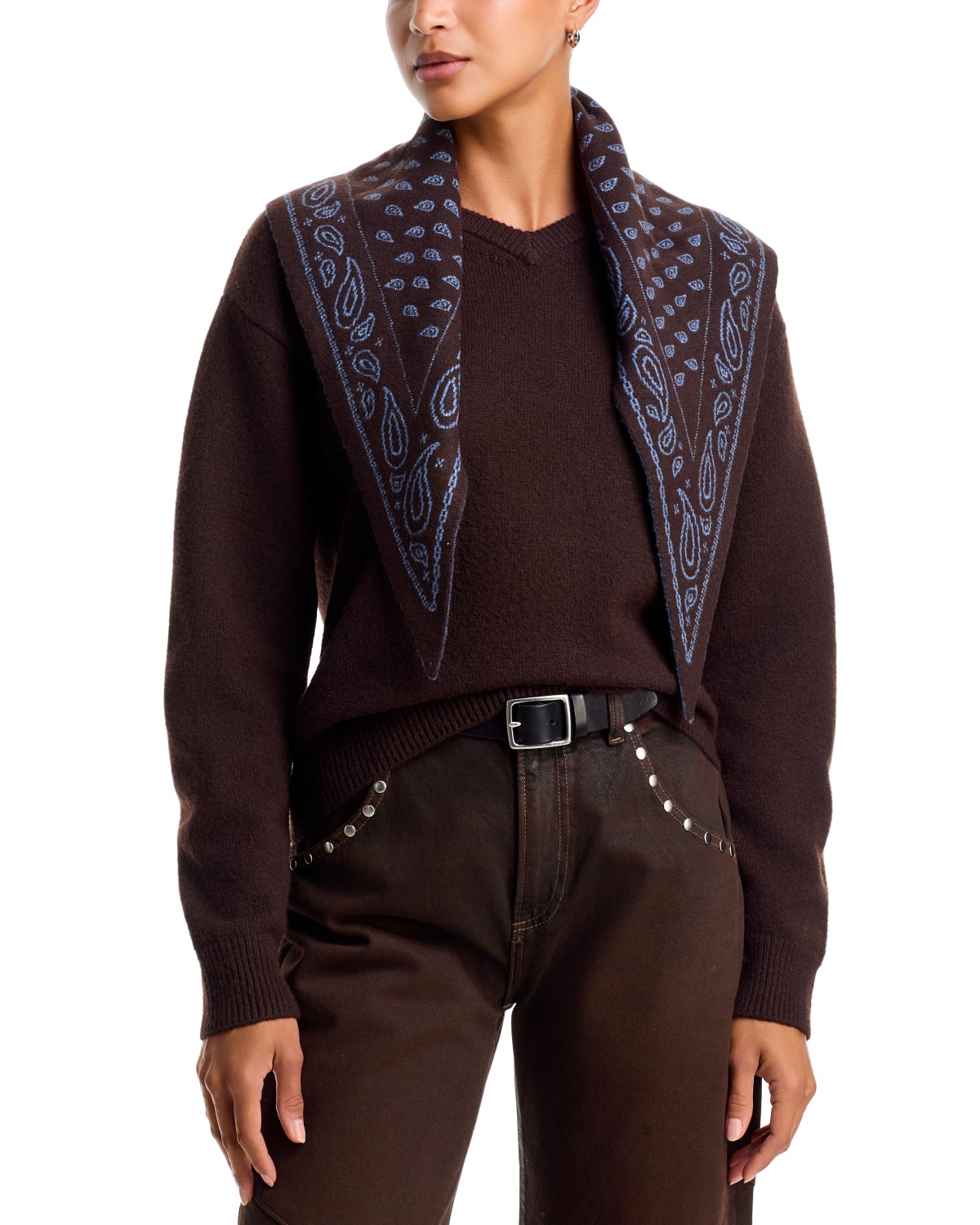 Lennox High V Pullover with Removable Scarf
