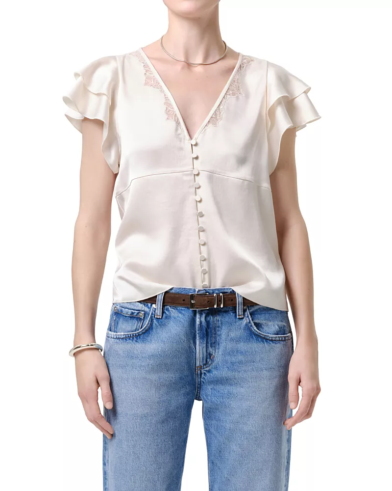 Citizens of Humanity Lola Flutter Lace Sleeve Top