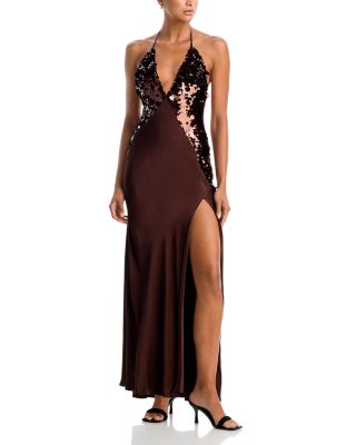 Yve Sequin Halter Dress