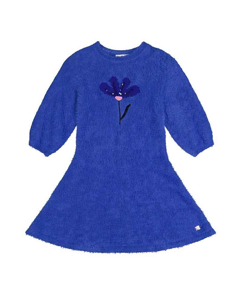 Deux par Deux Girls' Floral Jacquard Sequin Pleated Knitted Dress - Little Kid