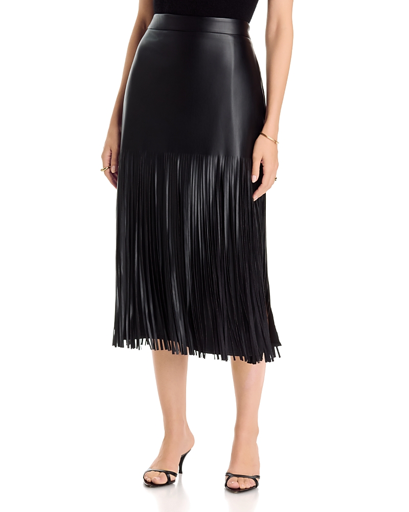 Elie Tahari The Kaia Faux Leather Fringe Skirt