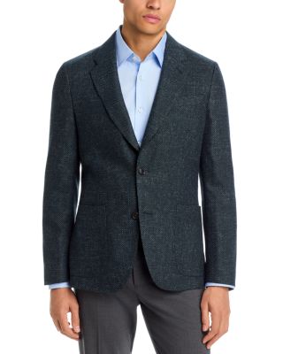 Regular Fit Textured Solid Wool Blend Jacket