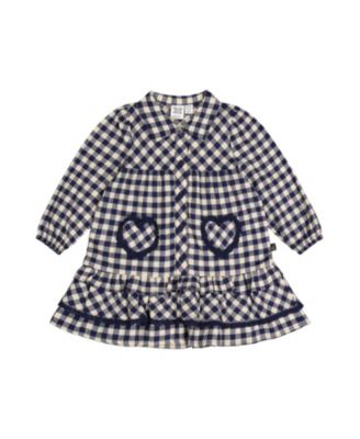  Girls' Gingham Frilled Heart Pocket Shirt Dress - Little Kid