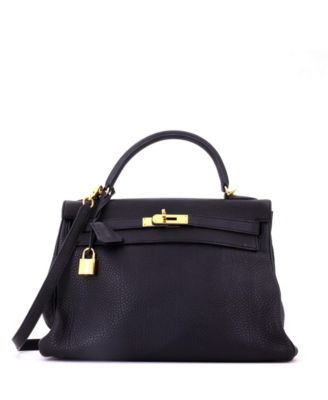 Kelly 32 Handbag Black Togo with Gold Hardware