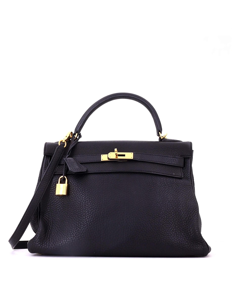 Pre-Owned HERMES Kelly 32 Handbag Black Togo with Gold Hardware