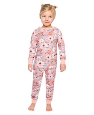  Girls' Floral Organic Cotton Top Pants Two Piece Pajama Set - Little Kid