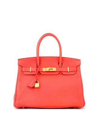 Birkin 30 Handbag Red Clemence with Gold Hardware