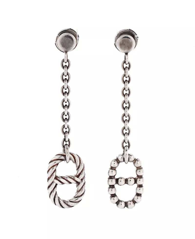 Pre-Owned HERMES Chaine d'Ancre Alea Ii Dangle Earrings Sterling Silver