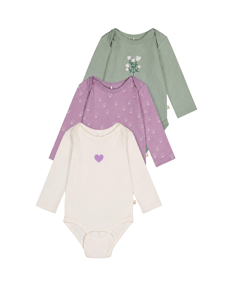 Deux par Deux Girls' Three Pack Organic Cotton Onesie Floral Print - Baby