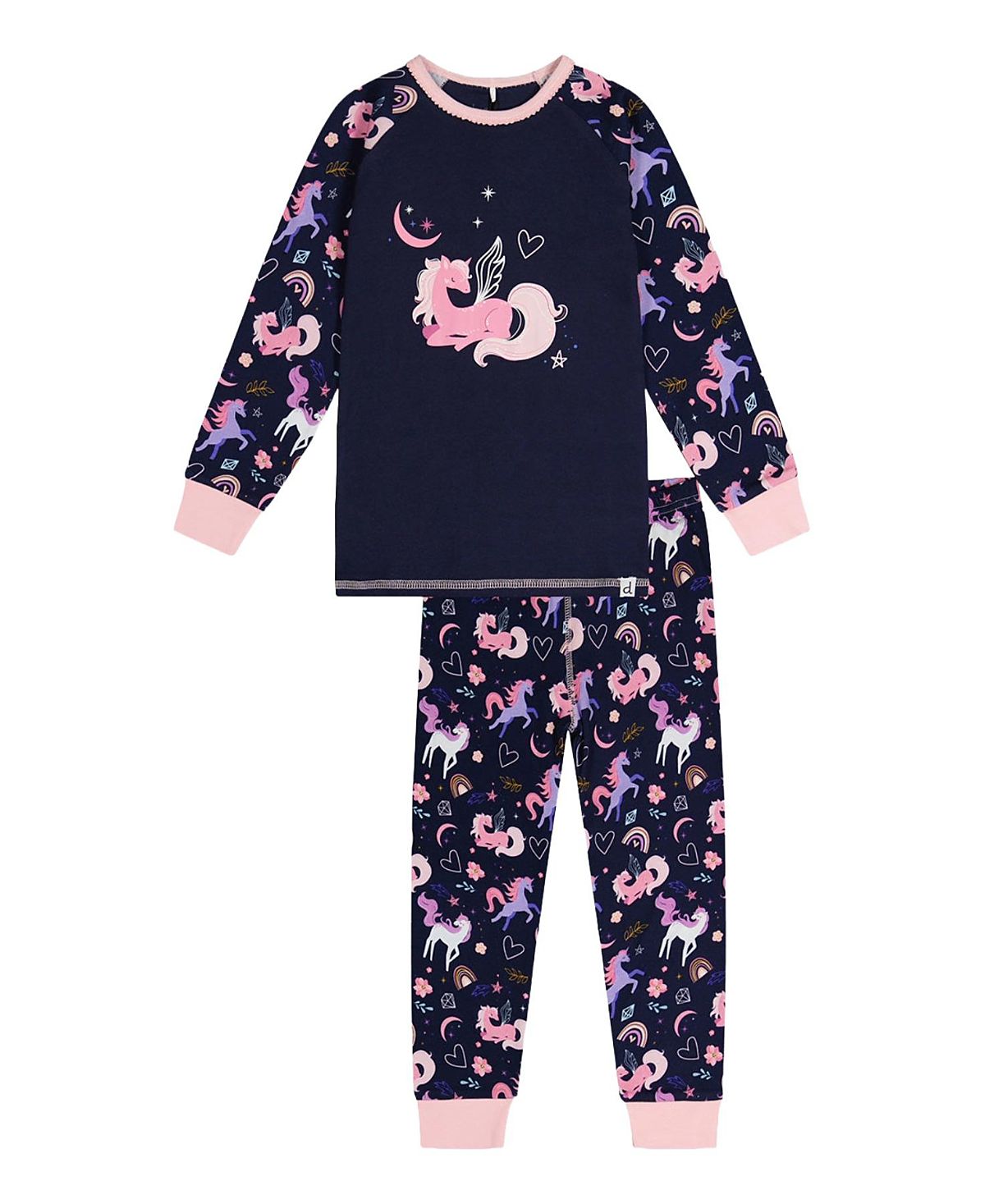Deux par Deux Girls' Unicorn Organic Cotton Top Pants Two Piece Pajama Set - Little Kid