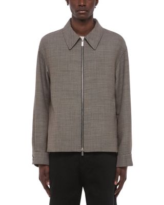 Sharkskin Wool Blend Shirt Jacket