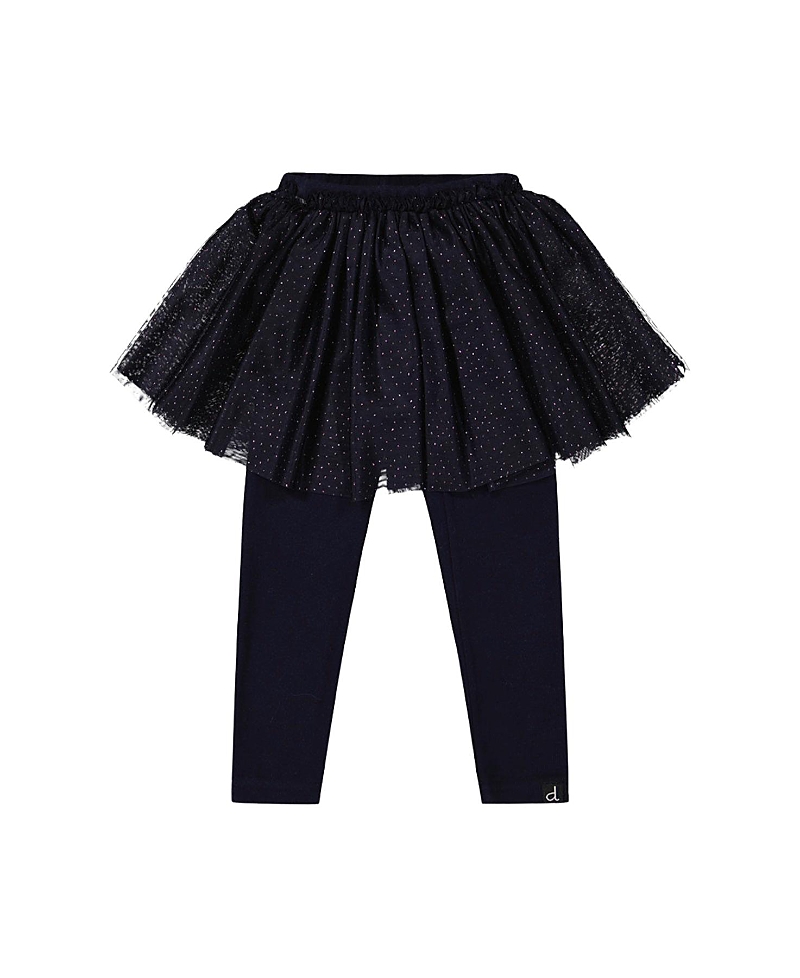 Deux par Deux Girls' Rib Integrated Tulle Skirt Elastic Waist Leggings - Big Kid