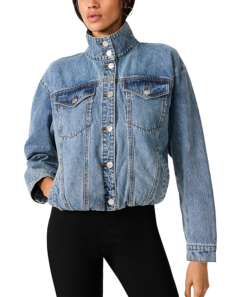 Steve Madden Allyson Cotton Denim Stand Collar Jacket