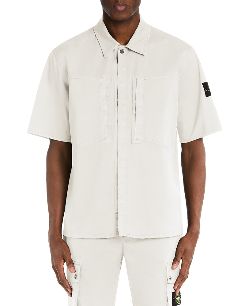 Stone Island Corta Logo Patch Cotton Blend Shirt