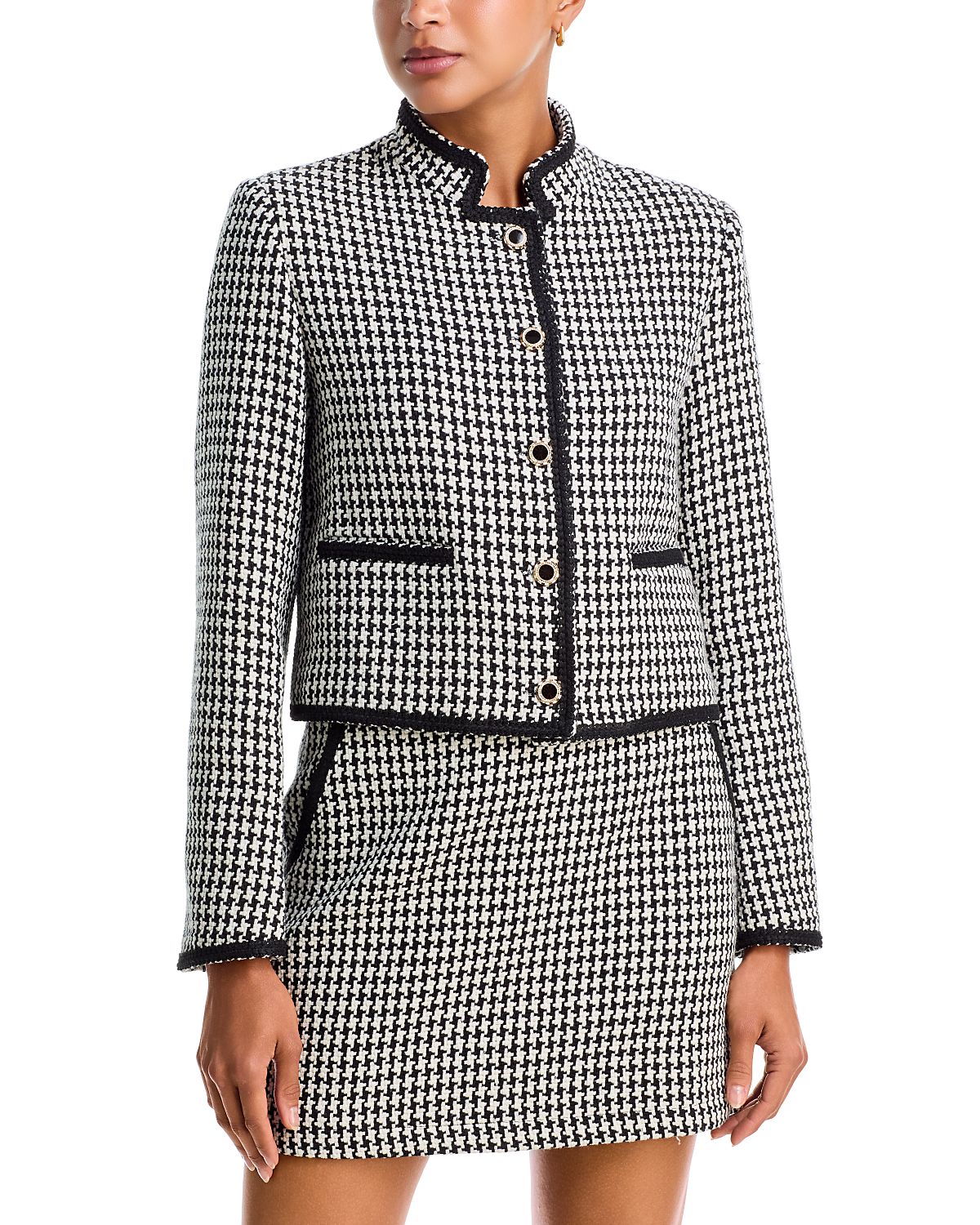 Aqua Mixed Houndstooth Button Front Jacket - Exclusive